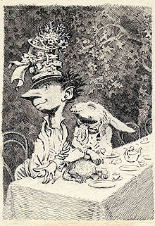 Mervyn Peake's Original Alice Tea Party Illustration